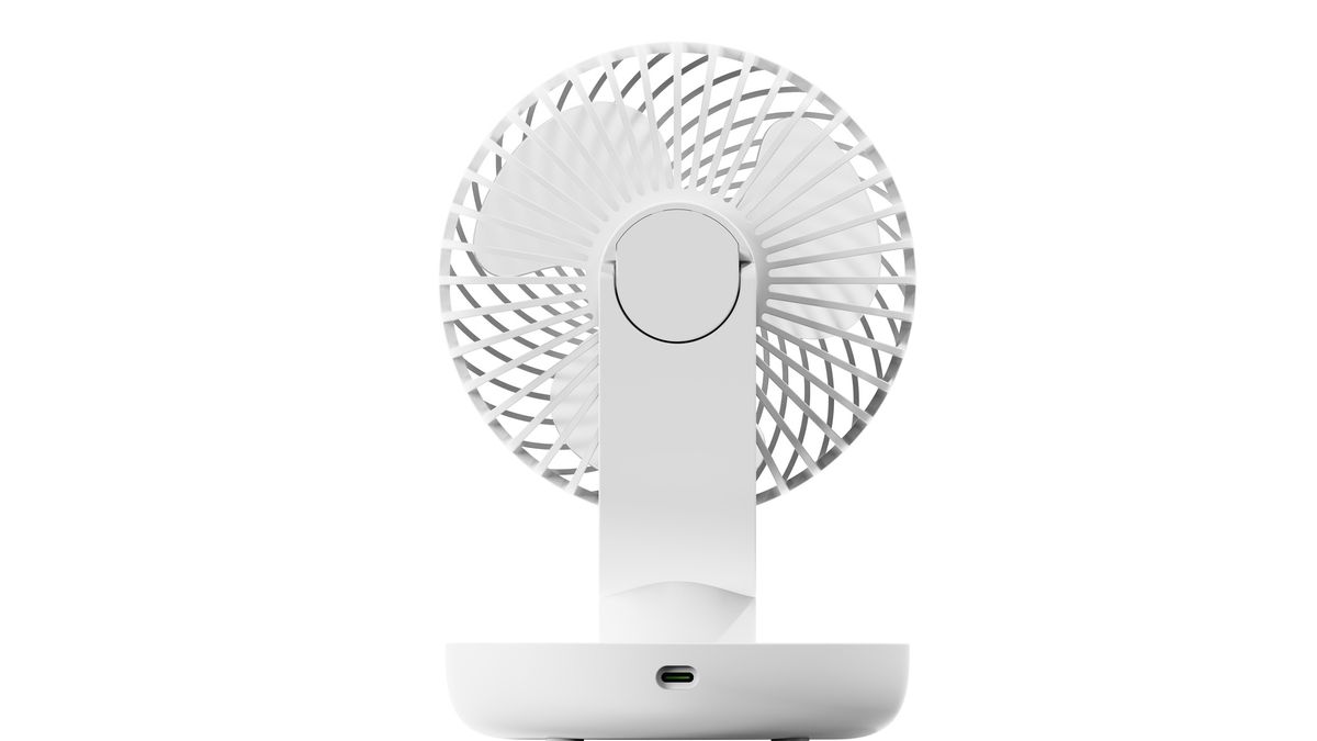DINE Mini-Tischventilator AF209 weiss - 3600mAh, inkl. USB-C Kabel, wiederaufladbar, Oszillations-Funktion