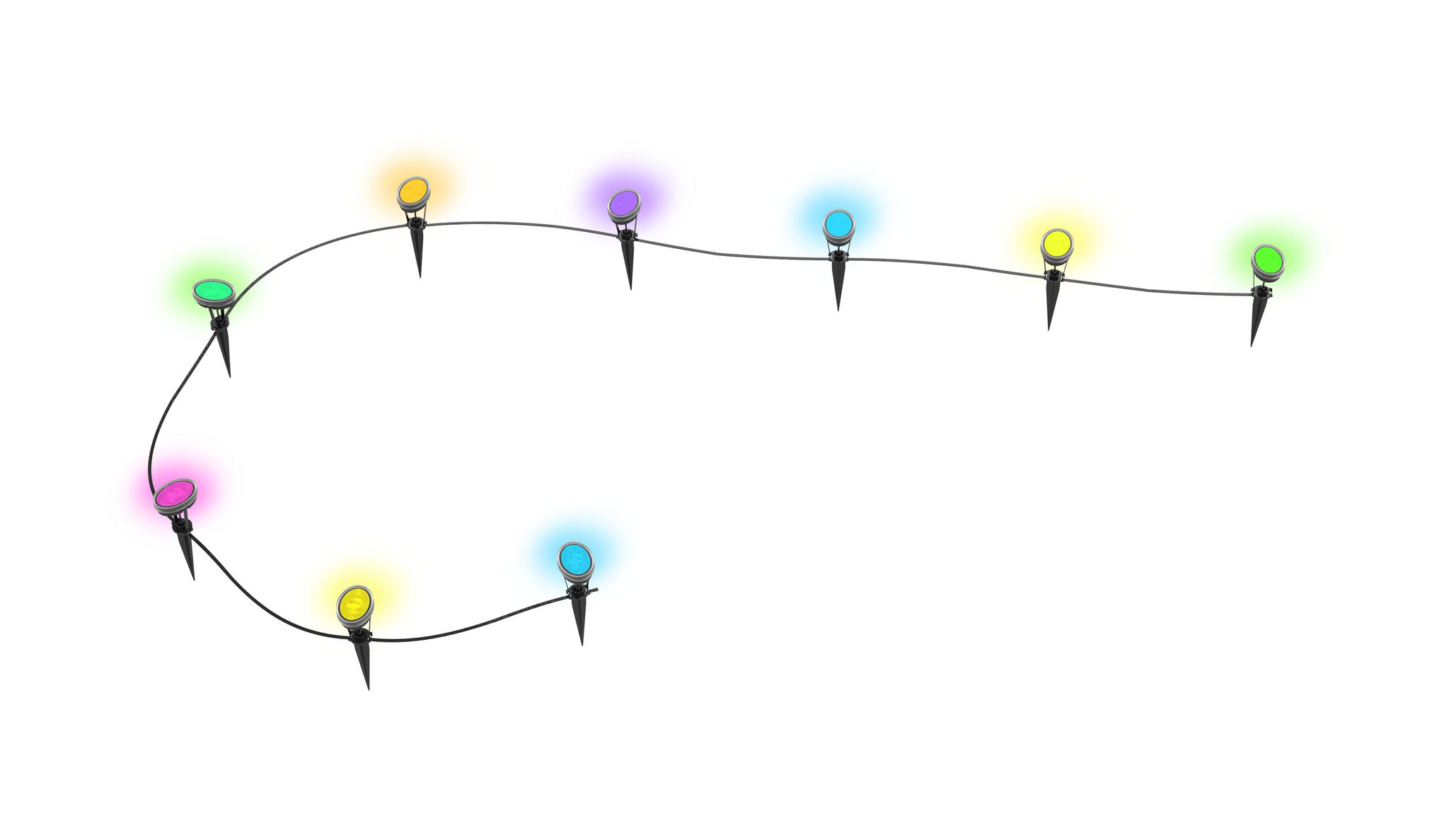 24V RGB Smart Mini Gartenspot 9x - 24V DC, 5W, IP65, 36°, anthrazit, inkl. Spike