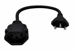 Verlängerungskabel 3-Polig - Stecker T12/Kupplung T13, 20cm H05VV-F 3G1.0mm2, Kinderschutz, schwarz