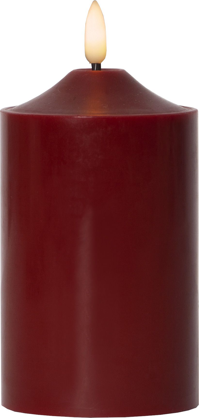 LED Pillar Kerze Flamme - Indoor, Rot, 15cm Höhe, Timerfunktion