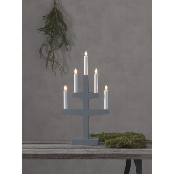 Kerzenleuchter Trapp - IP20, Grau, Warmweiss