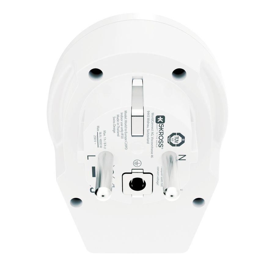 World to Europe USB C20PD - Out: Schuko, In: CH, IT, 2-Pol EU, UK, BRA, USA/Japan, AUS/China, 1xUSB-C PD
