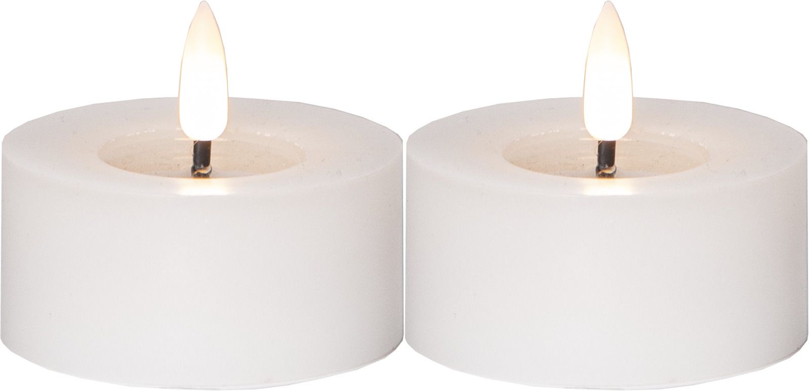 LED Teelicht 2 Pack Flamme Flow - Indoor, Weiss, 5.5cm  Höhe, Timerfunktion