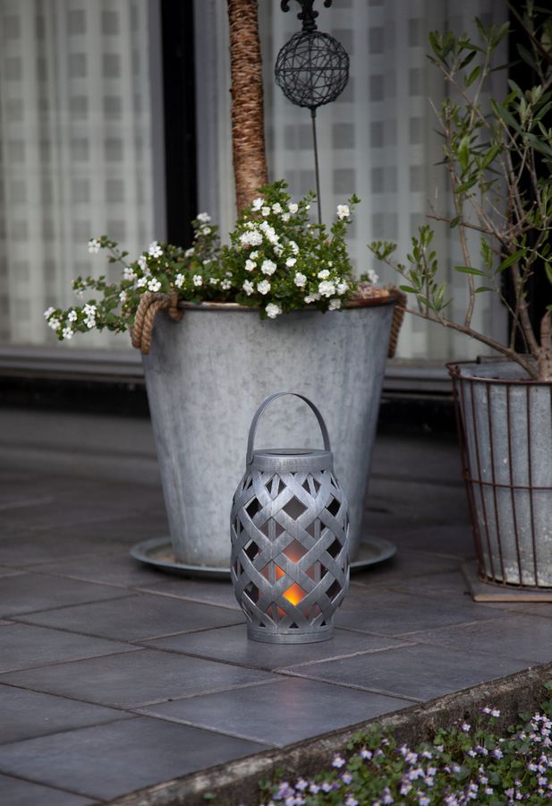 Solar Decoration Flame - Grau, Lichtfarbe Gelb
