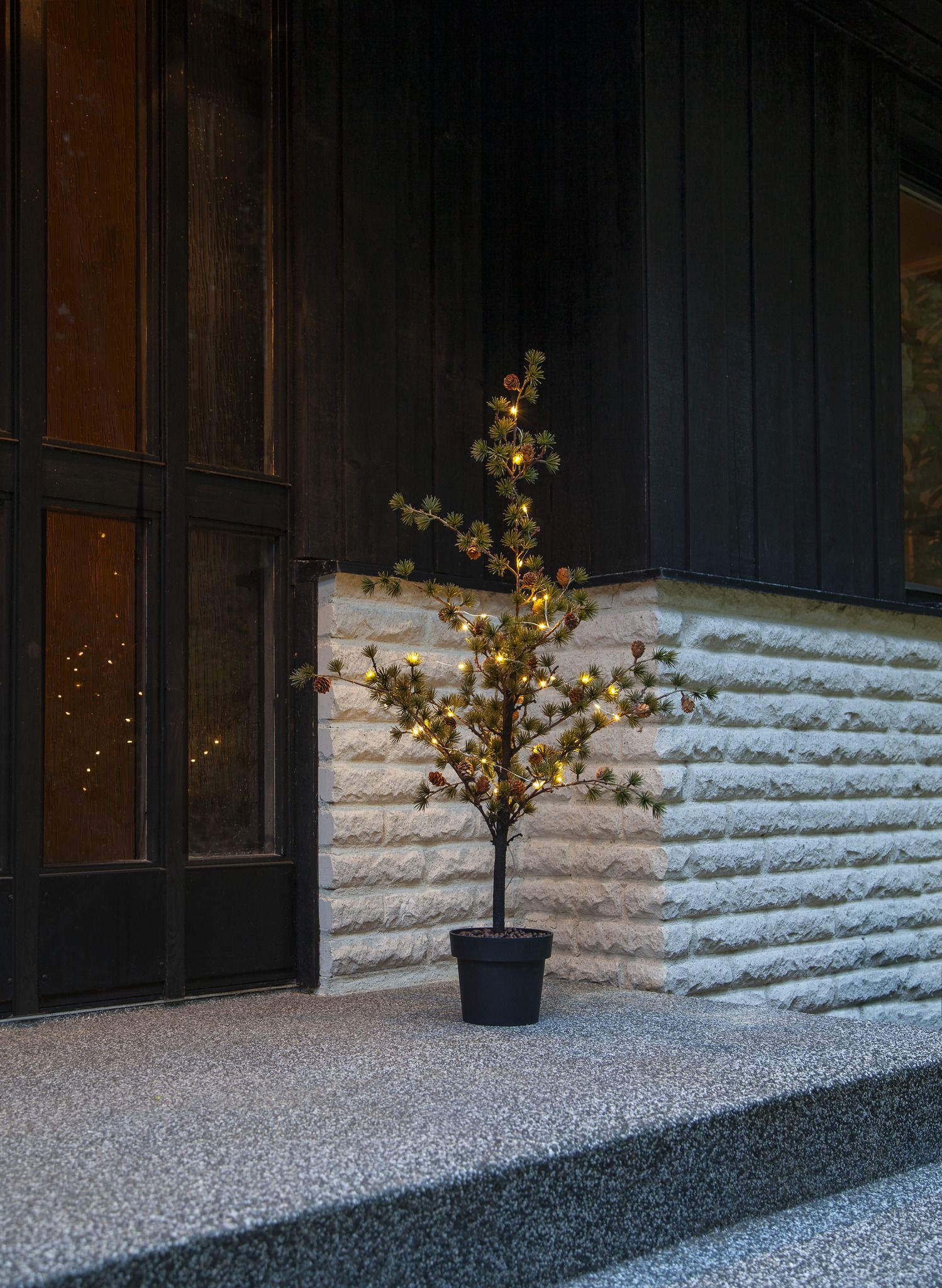 Dekorativer Baum Buxbom - grün, 40 LED's, 115 cm Höhe
