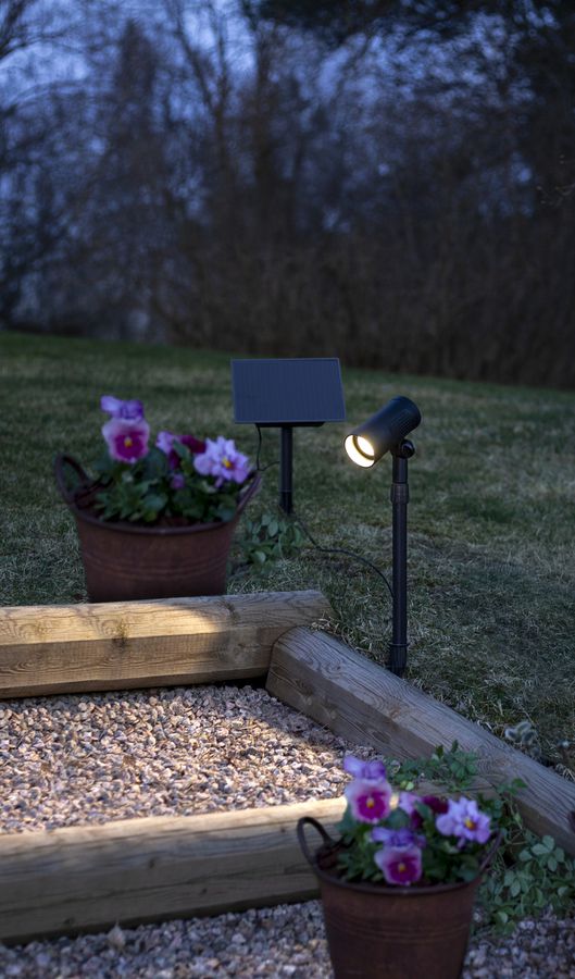 Solar Spotlight Powerspot - Indoor, Outdoor, Warmweiss, Schwarz