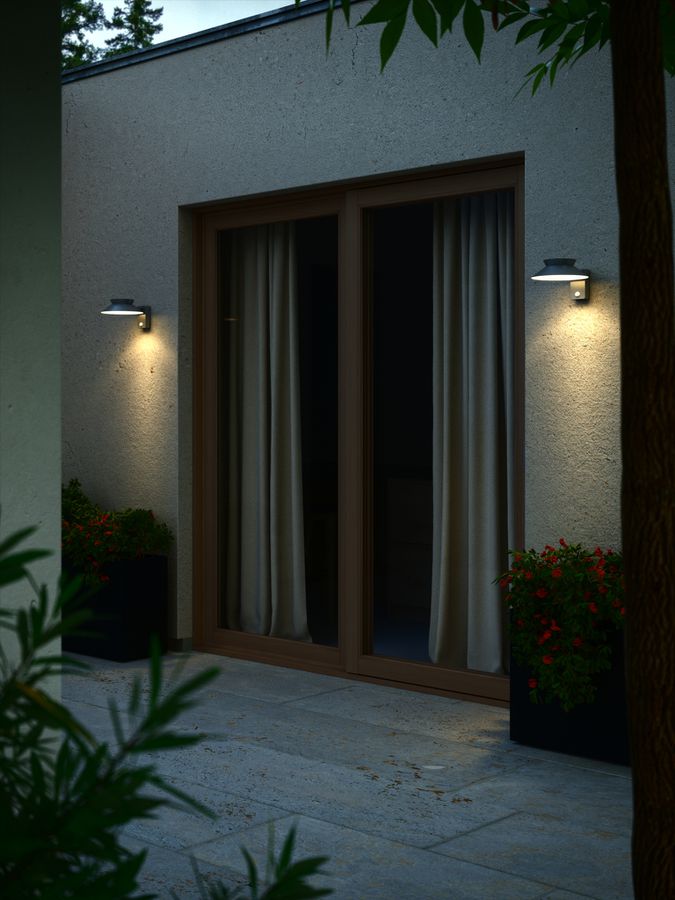 Solar-Wandleuchte Justina Antrazit - 5W, 3000K, 400lm, IP44