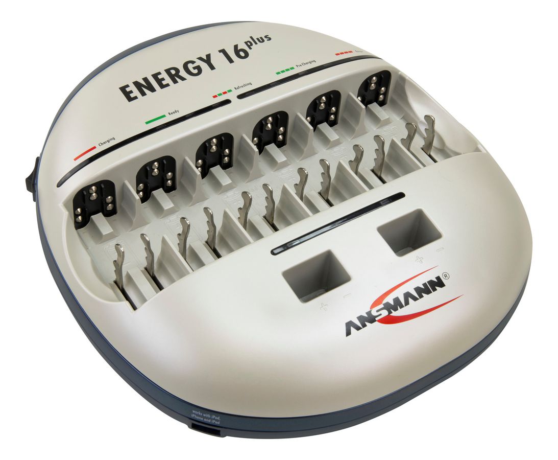 Lade- und Pflegestation Energy 16 plus - 1-12 Micro AAA, Mignon AA / 1-6 Baby C, Mono D, 1 -2 9V E-Block NiMH/NiCd-Akkus