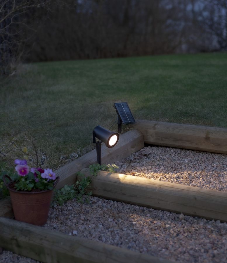 Solar Spotlight Powerspot - Indoor, Outdoor, Warmweiss, Schwarz