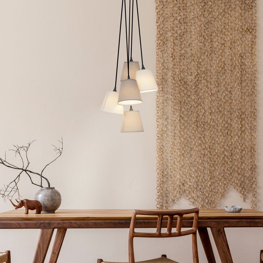Textilpendelleuchte Boho - E14, 200W, IP20