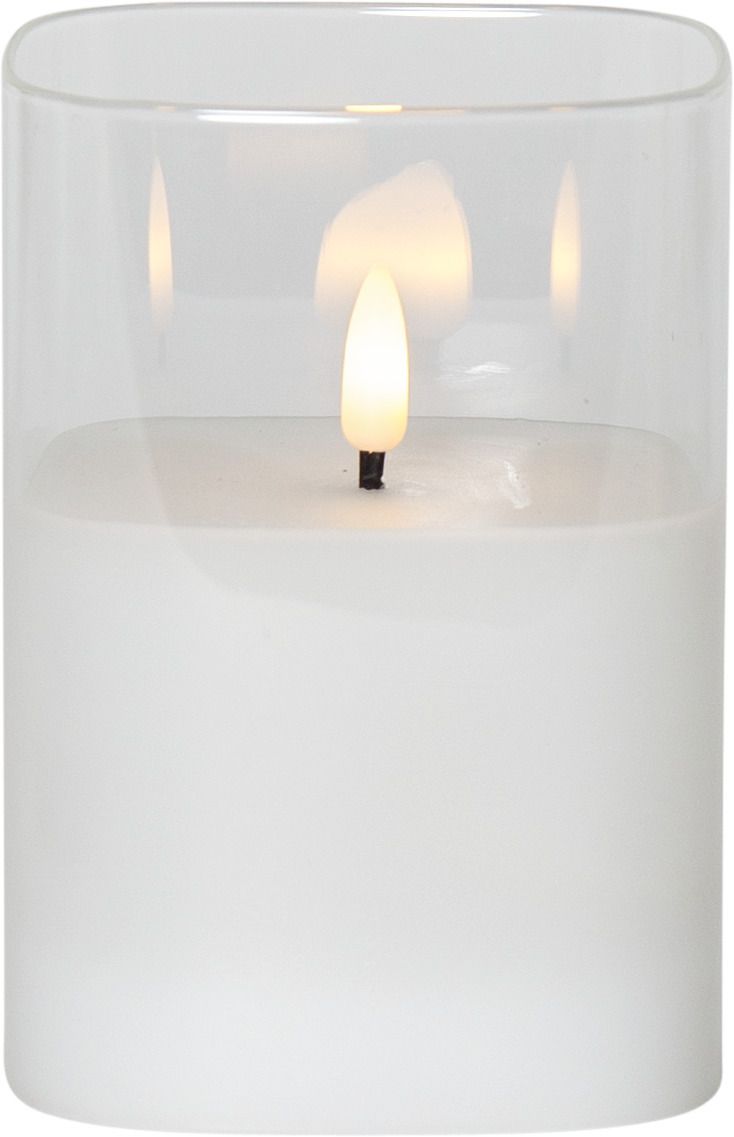 LED Pillar Kerze Flamme - Indoor, Transparent, 12.5cm Höhe, Timerfunktion