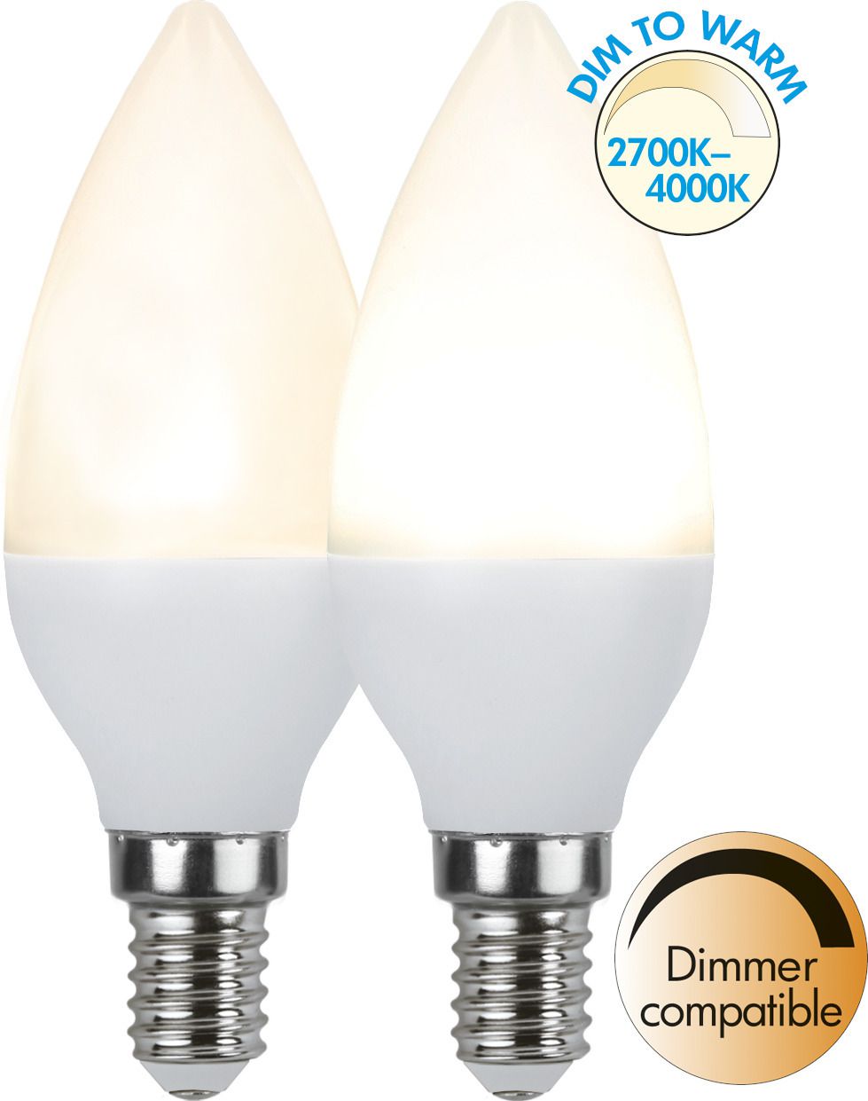 LED Leuchtmittel E14 C37 Dim To Warm - E14, 470Lm, 4000 to 2700K, 5W, 220-240VAC