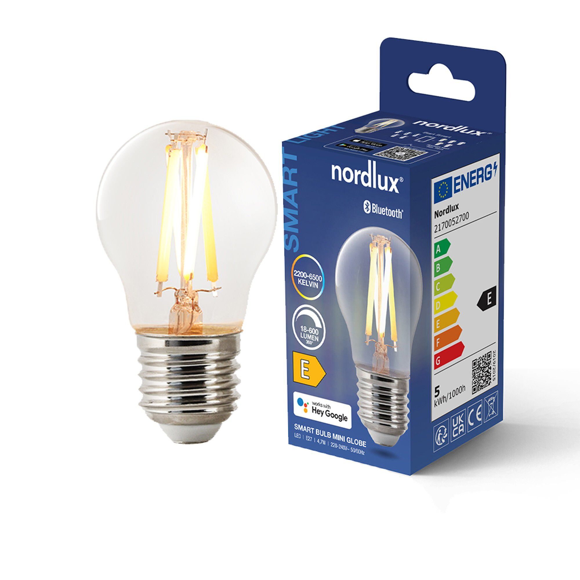 LED-Leuchtmittel Smart, E27, G45, Fil., Kl. - 4.7W ,2200-6500K, IP20