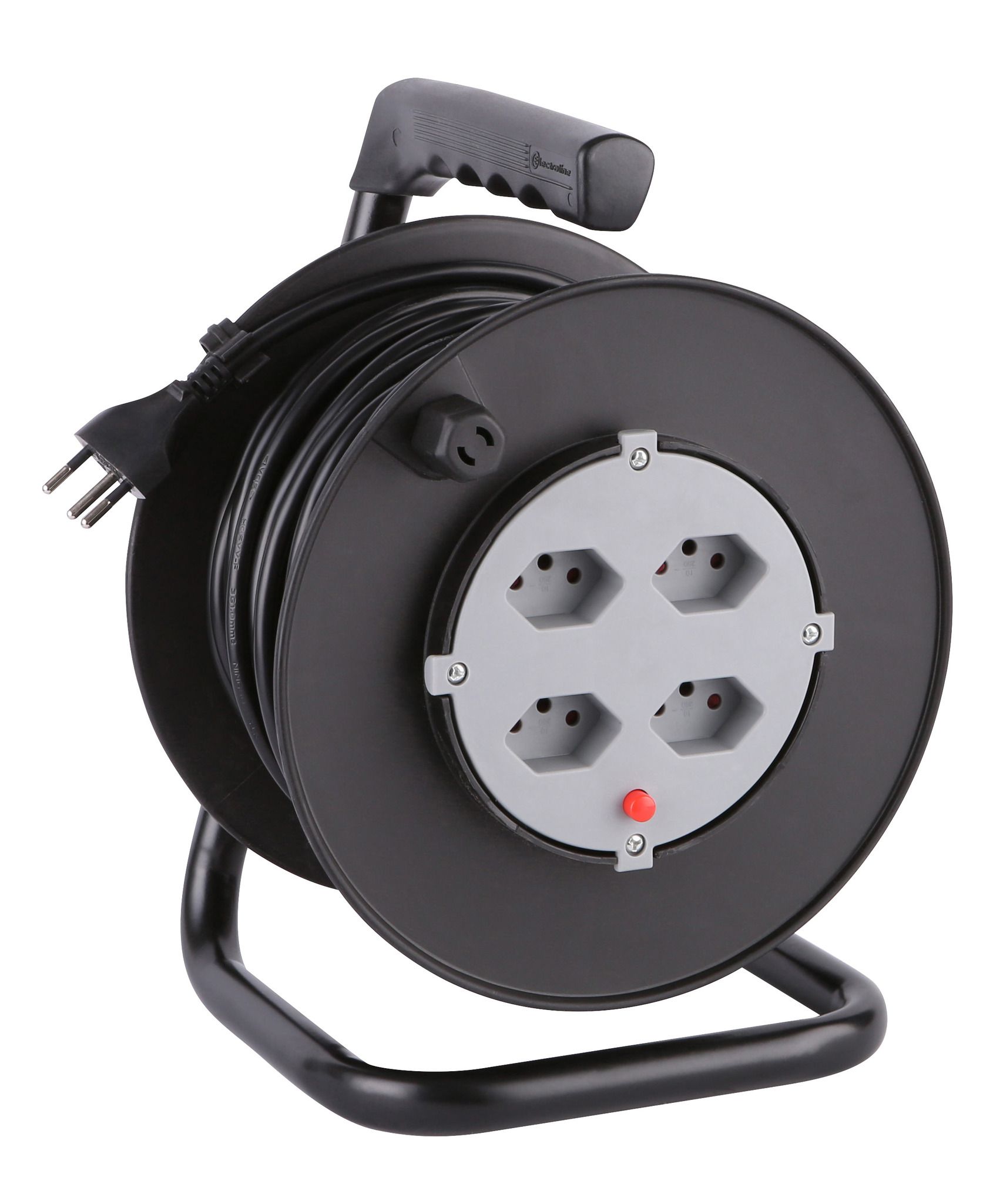 Avvolgicavi - 4x T13, 25m Kabel H05VV-F 3G1mm2,  schwarz/grau, Thermoschutzschalter, IP20