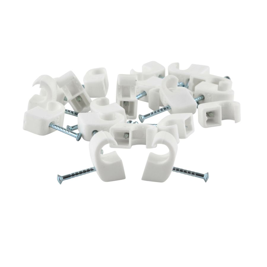 collier fixe-câble avec clou - 20 Stück, 7 - 11 mm, weiss