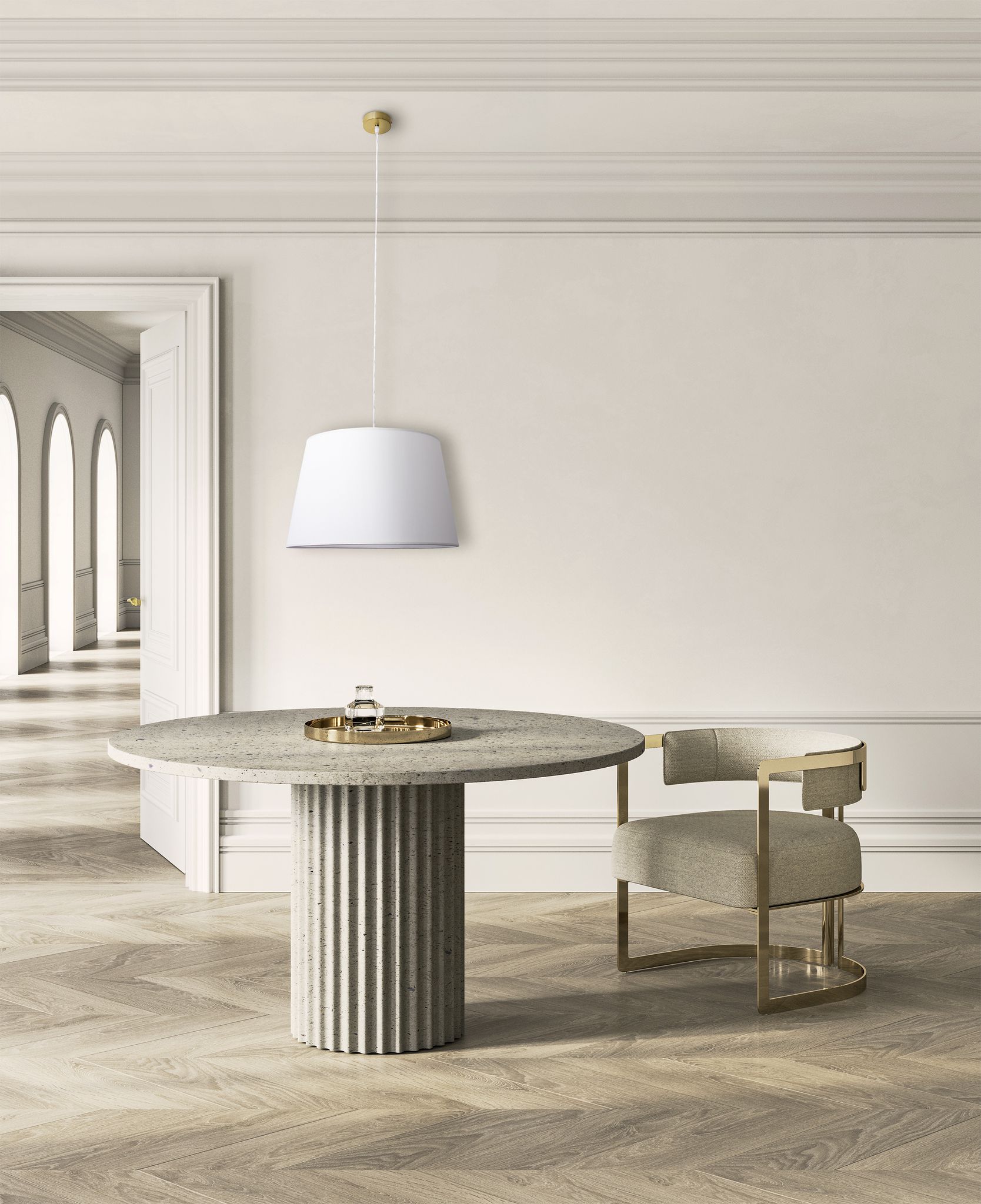 Pendelleuchte Bologna beige messing - E27, IP20