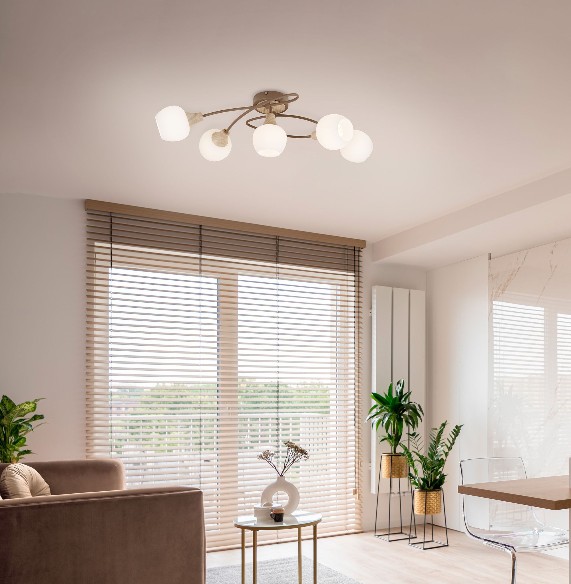 5er Deckenleuchte  MONACO  L: 62,5cm beige - IP20, E14, Beige