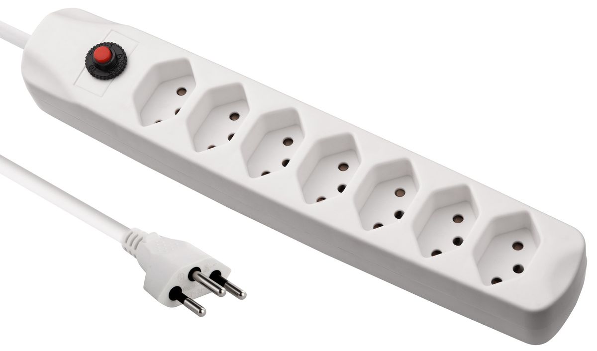 Fix Line Multipresa - 7xT13, 1.5m Kabel, H05VV-F 3G1mm2, weiss, Kinderschutz