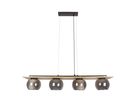 4er Pendelleuchte  TEXAS  L: 90cm smoky - IP20, E27, Schwarz