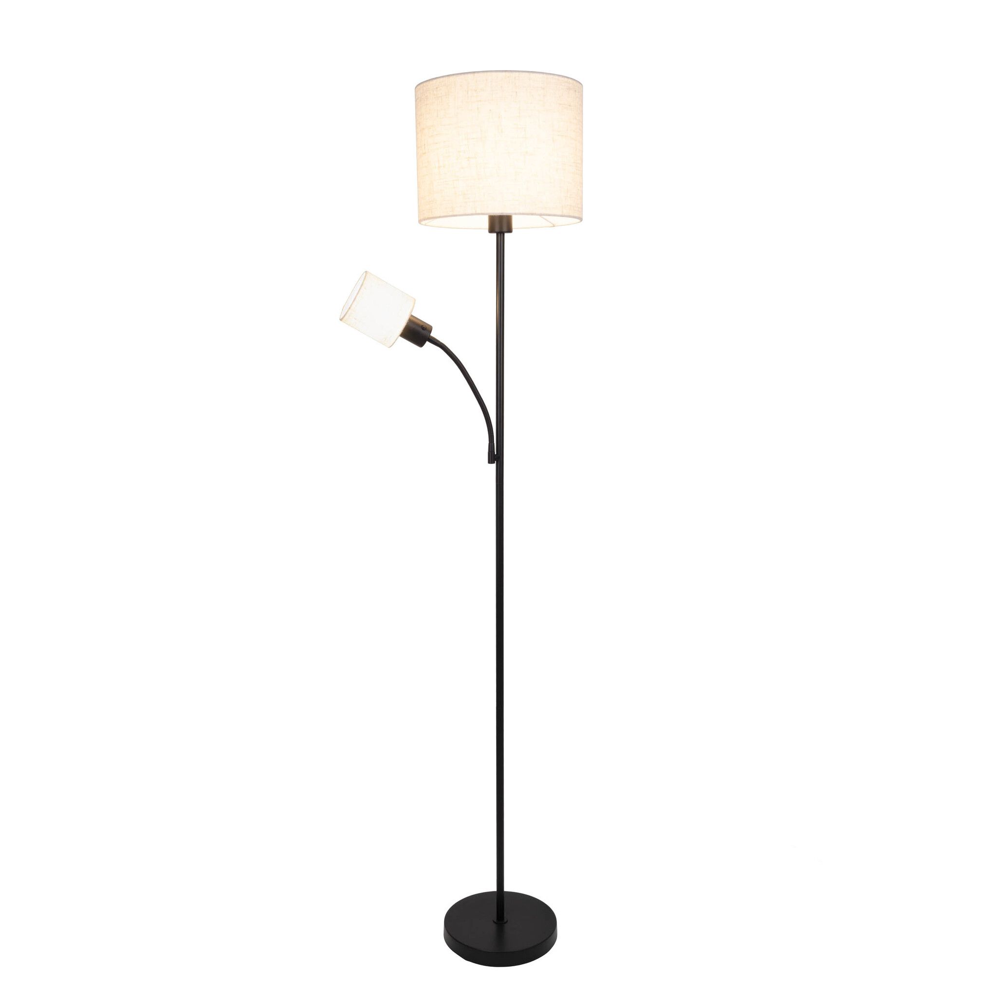 Stehleuchte  FILOMENA  H: 165cm schwarz/beige - IP20, E27, Schwarz