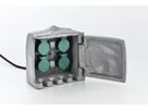 IP55 Gartenstromverteiler stehend mit Auto-Dämmerungssensor - 230V AC, max.10A, 4xT13 (IP55), grau, Überlasts., 5m Anschl. IP55, L=210mm, B=205mm, H=220mm