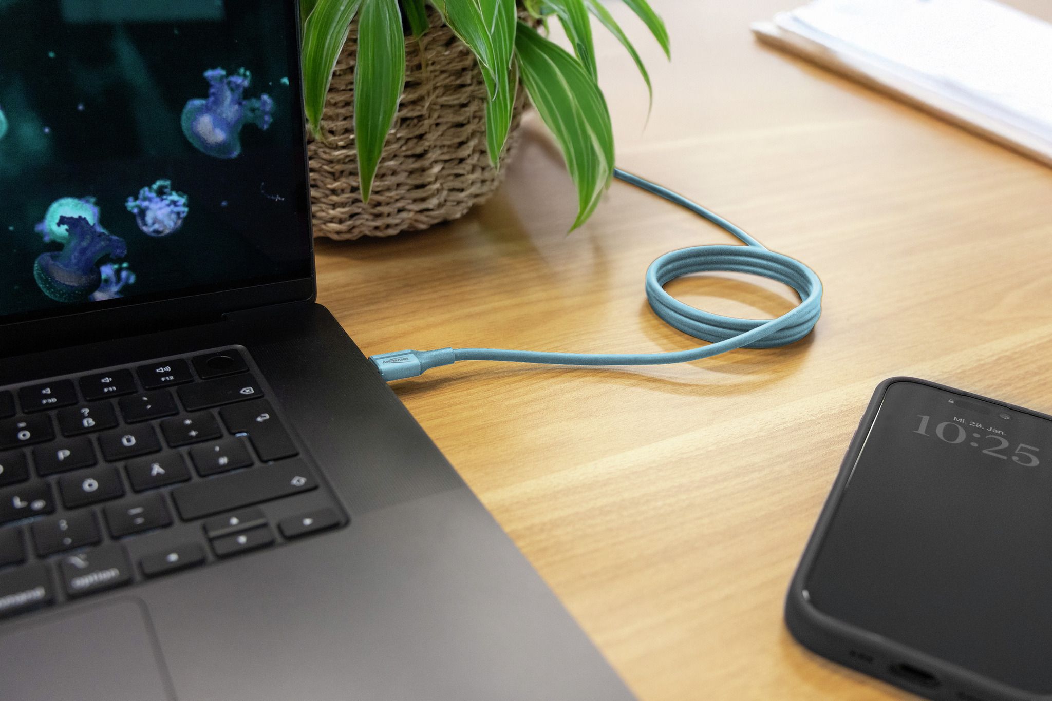 Magnetisches Silikonkabel USB-C auf USB-C, 120cm blau - Magnetisches Silikonkabel USB-C auf USB-C, 120cm blau