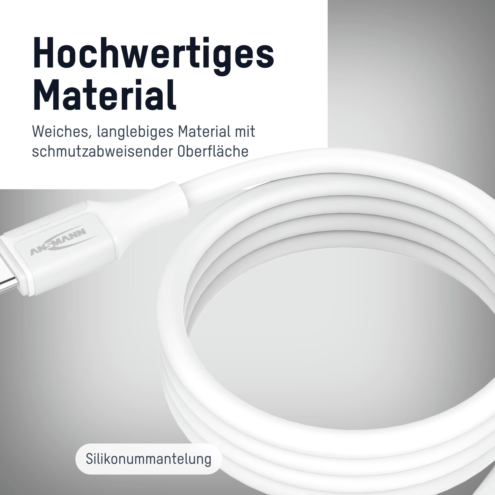 Magnetisches Silikonkabel USB-C auf USB-C, weiß, 120cm - Magnetisches Silikonkabel USB-C auf USB-C, weiß, 120cm