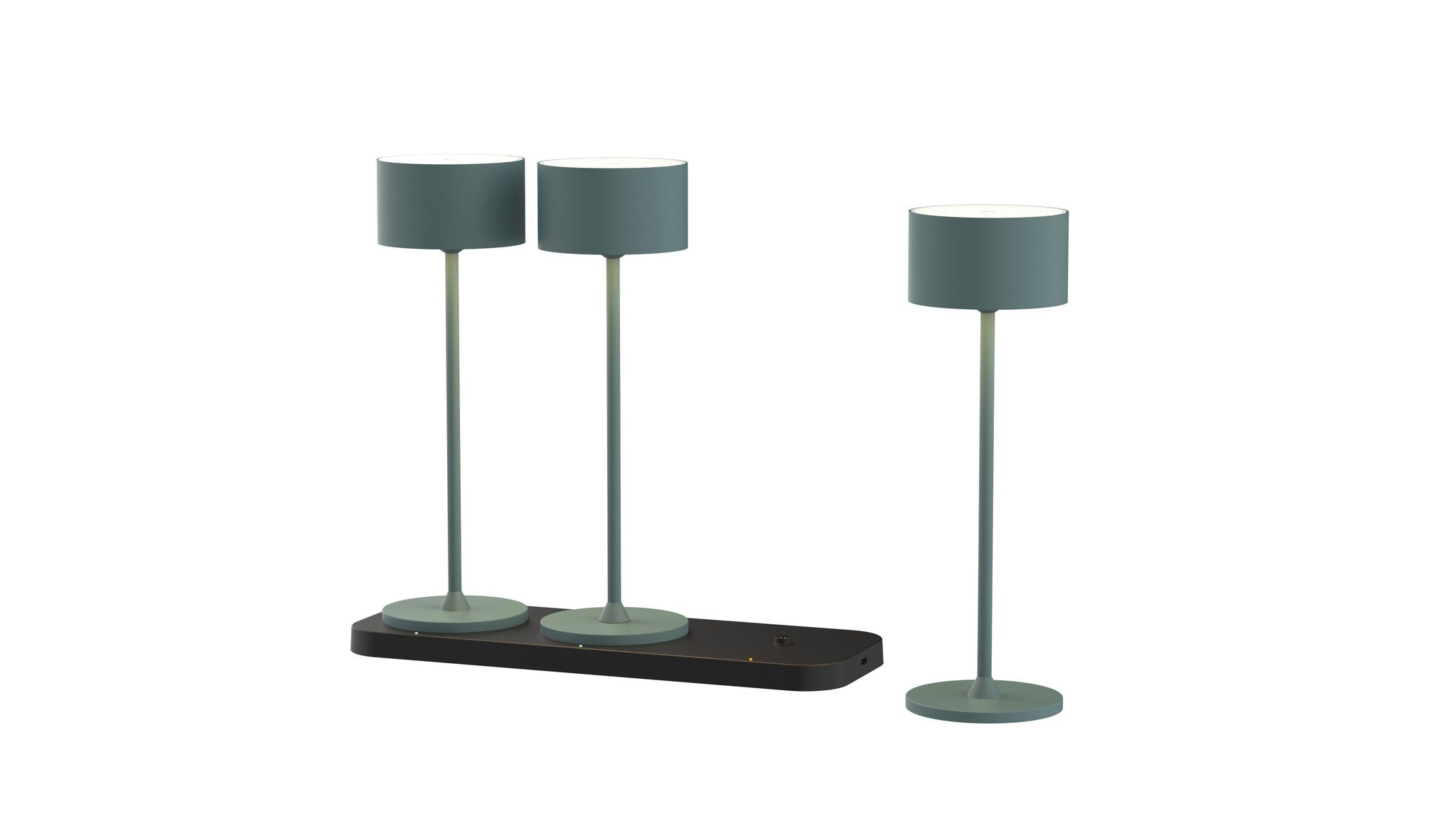 Akku-Tischleuchten 3er Set mit Ladestation Tavolo Fresh Green - 3000-6500K,170lm, IP44