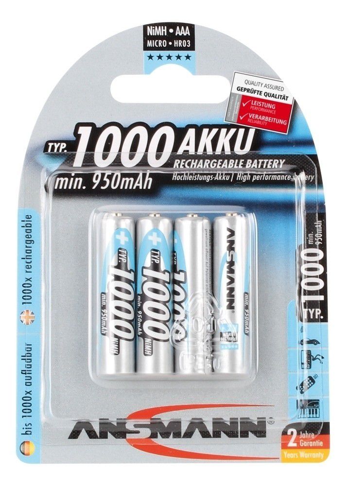 NiMH Akku Micro AAA Typ 1000 - 4er Blister