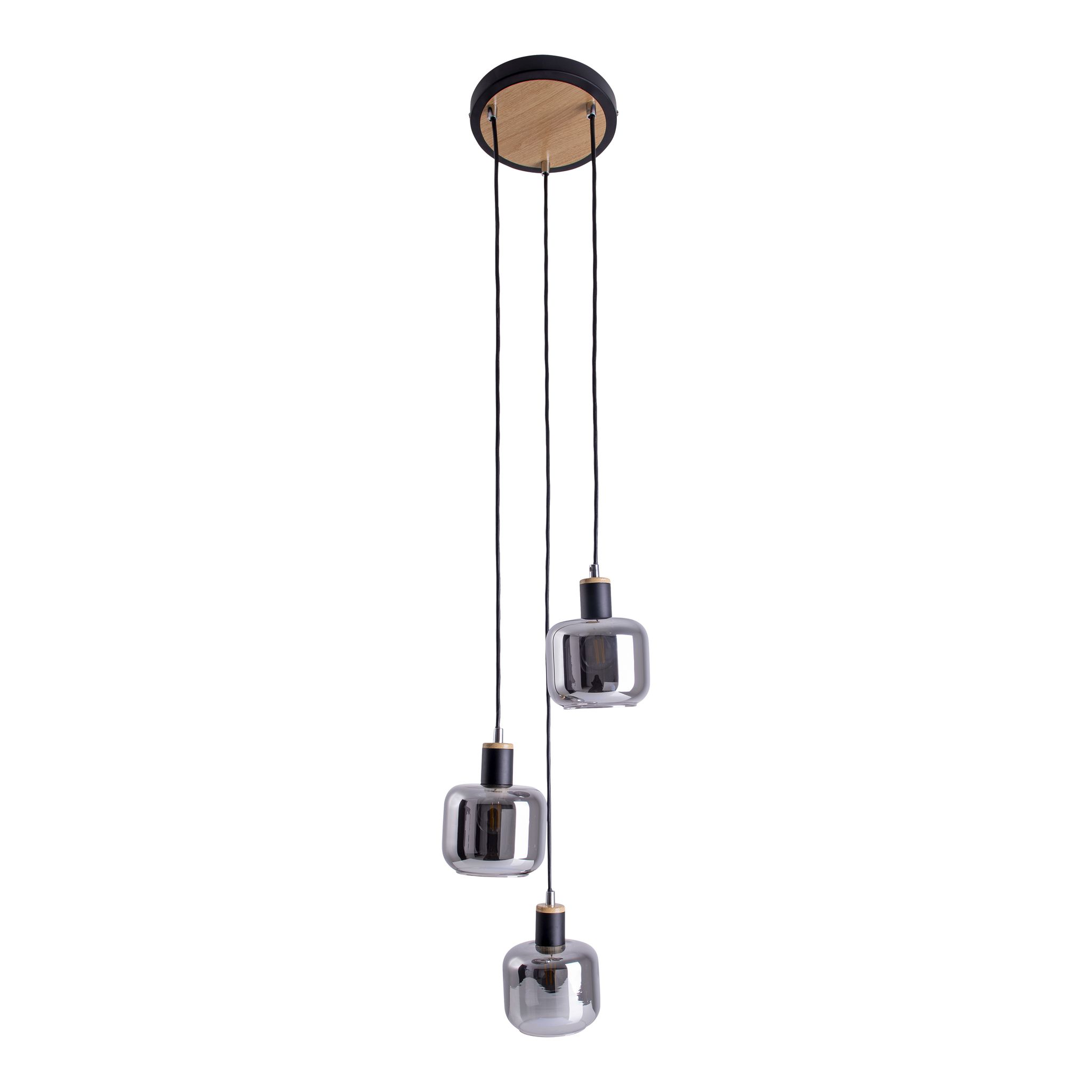 Pendelleuchte FUMOSO - E14, max. 3x40W, IP20, schwarz + holz, nicht dimbar, exkl. Leuchtmittel, D=130mm, H=1230mm