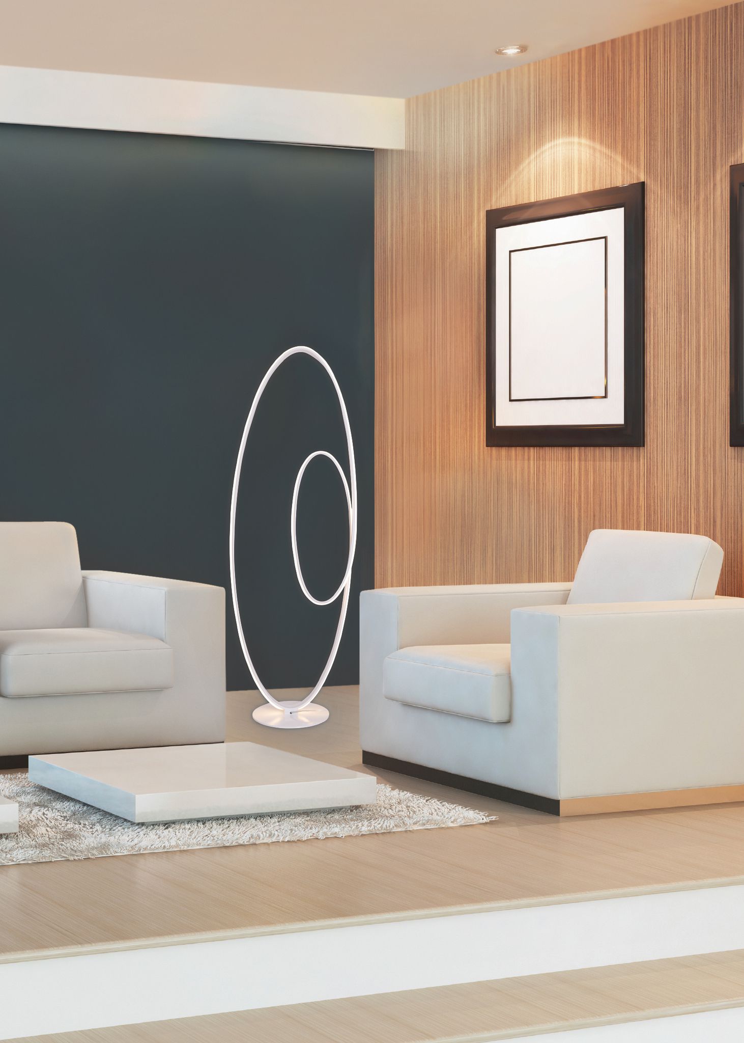 LED Stehleuchte h: 120cm weiß Odrive - LED fest verbaut, 3000K, warmweiss