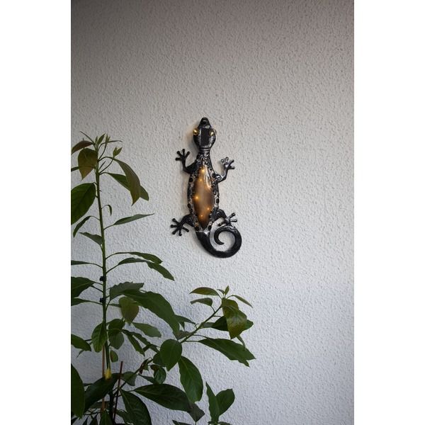 Solar Dekoration Gecko - Schwarz, Lichtfarbe Warmweiss