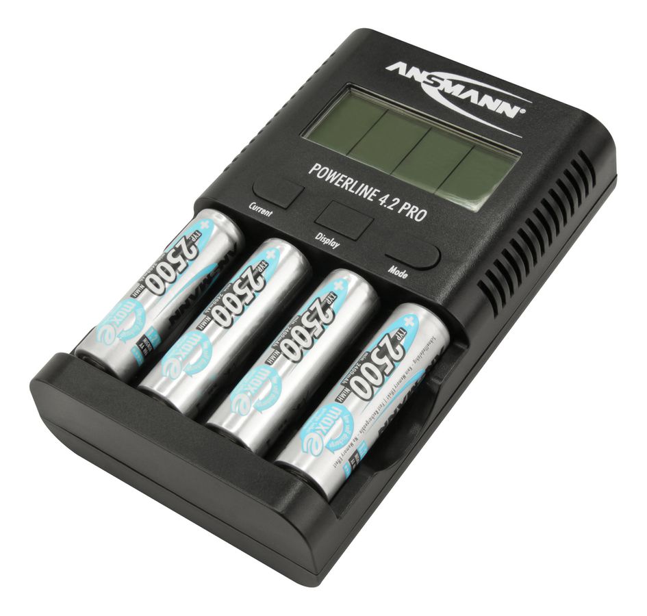Powerline 4.2 Pro - 4x AA/AAA NiMH Akkus, Ladegerät mit 5 Ladeprogrammen