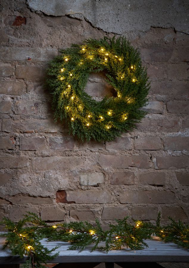 Kranz THUJA - Grün, 30 LEDs, IP44