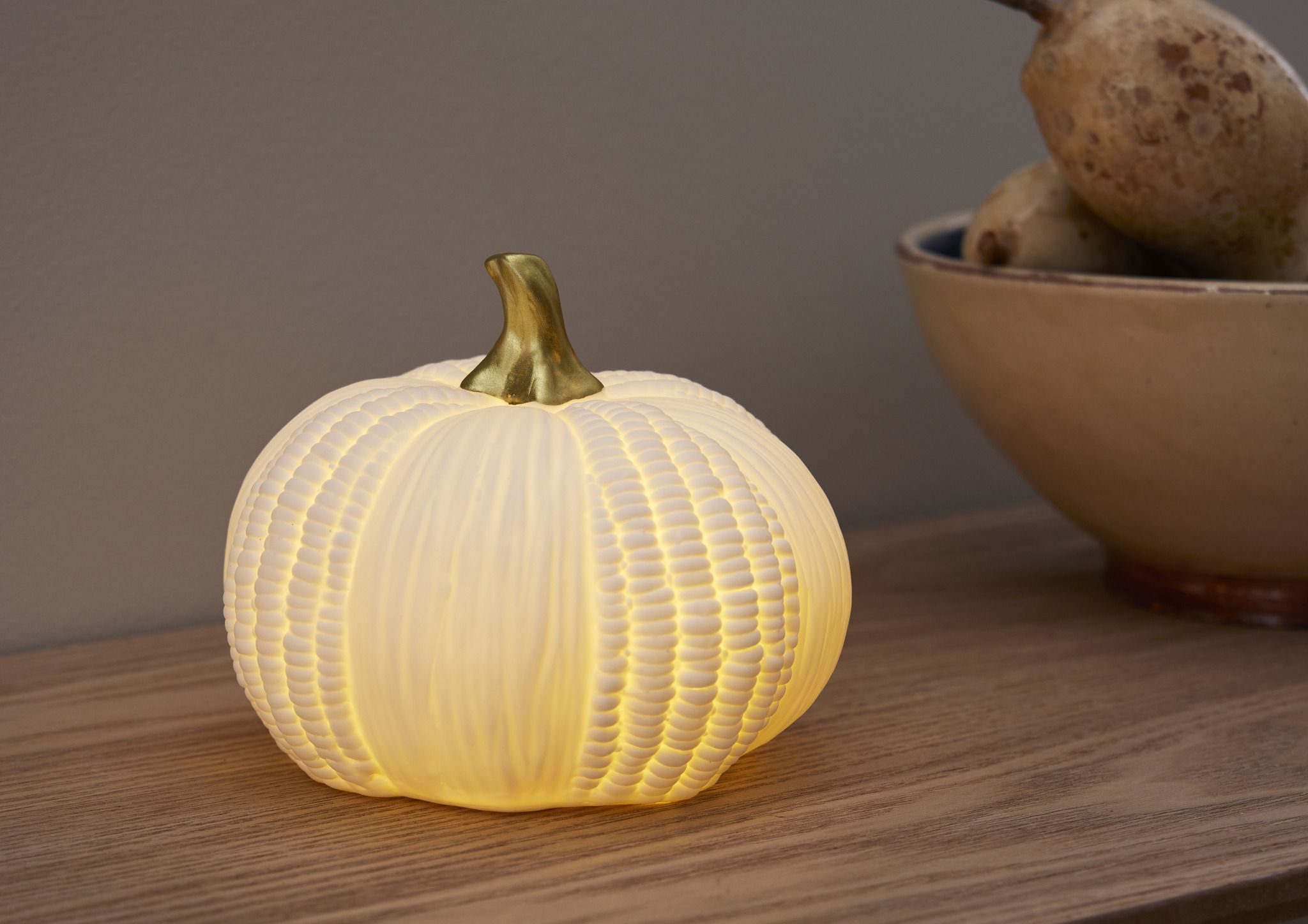 TIsch Decoration Pumpkin - Indoor, Warmweiss, Weiss