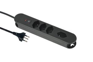 Steckdosenleiste Re:Life - 4x T13., 1.8m Kabel, schwarz