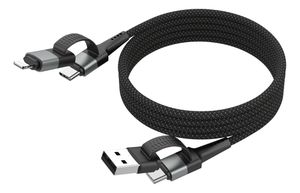 Magnetisches Kabel USB-A oder USB-C auf USB-C oder Lightning - 120 cm,  schwarz
