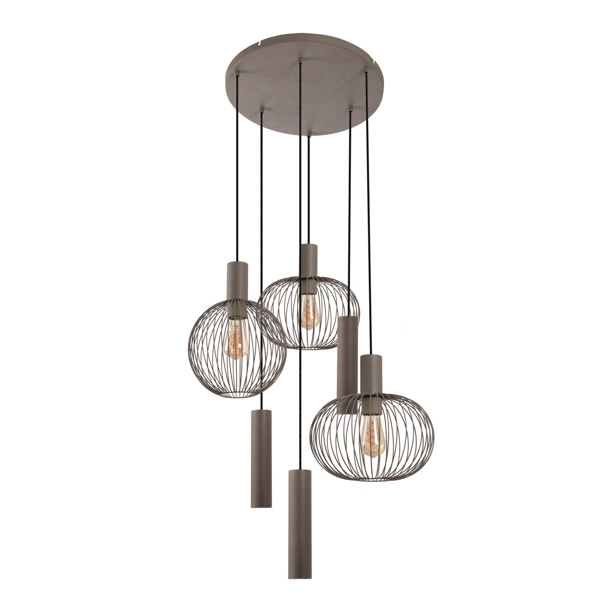 6er Pendelleuchte  TARELLIO  L: 62,4cm beige - IP20, E27, Beige