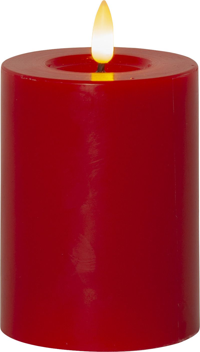 LED Pillar Kerze Flamme Flow - Indoor, Rot, 12.5 cm höhe, Timerfunktion