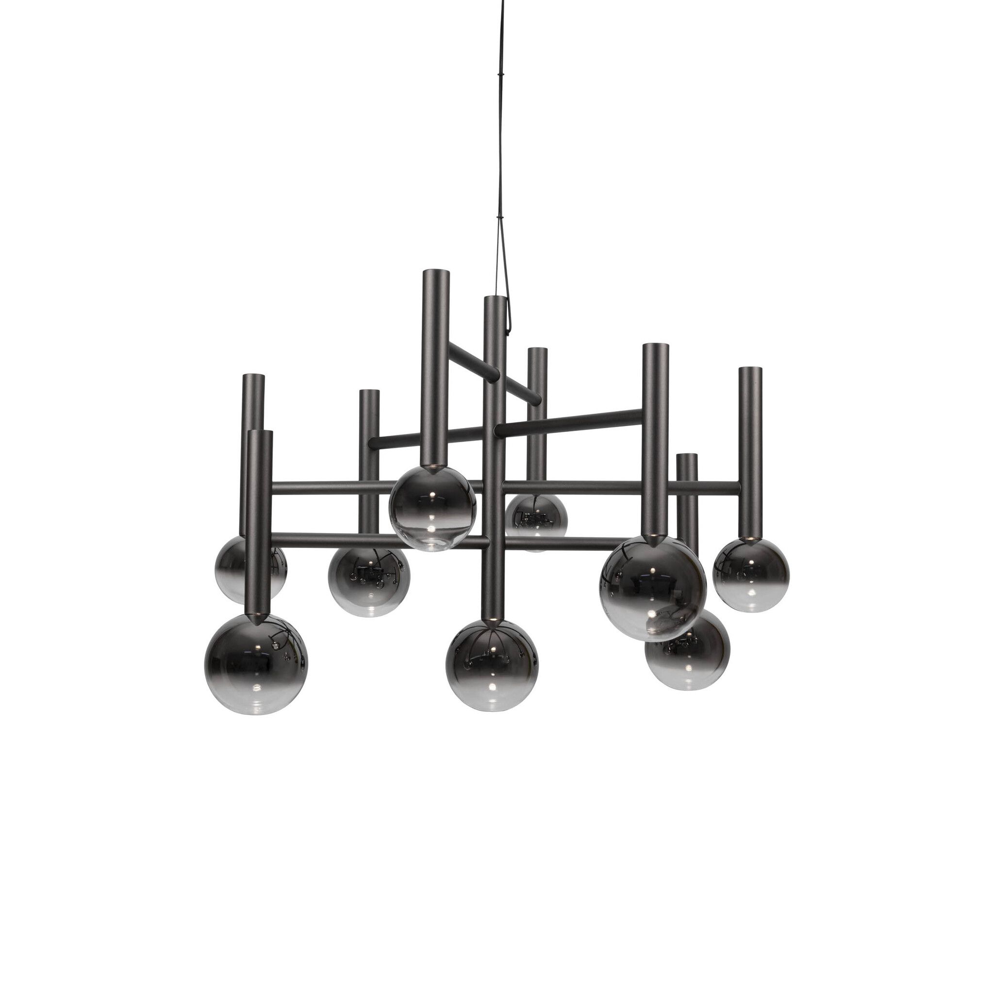 9er LED Pendelleuchte  SINGAPUR : 65cm schwarz - IP20, LED-Modul, Schwarz