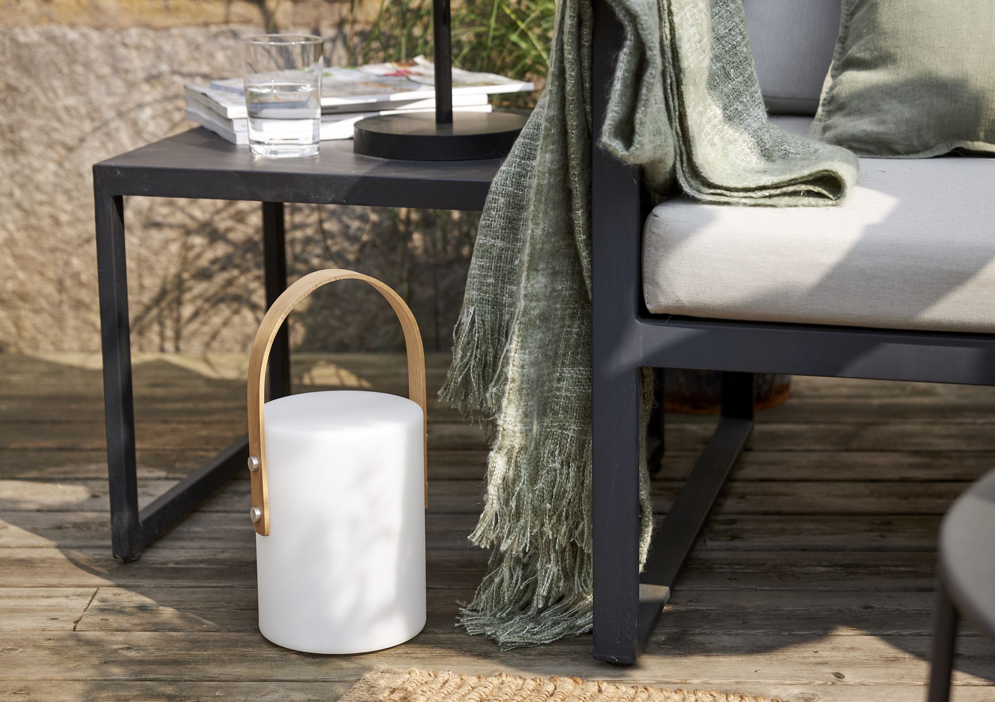 Outdoor-Laterne LUCIE - Weiss, 34 x 17 cm, warm&kaltweiss, wiederaufladbar