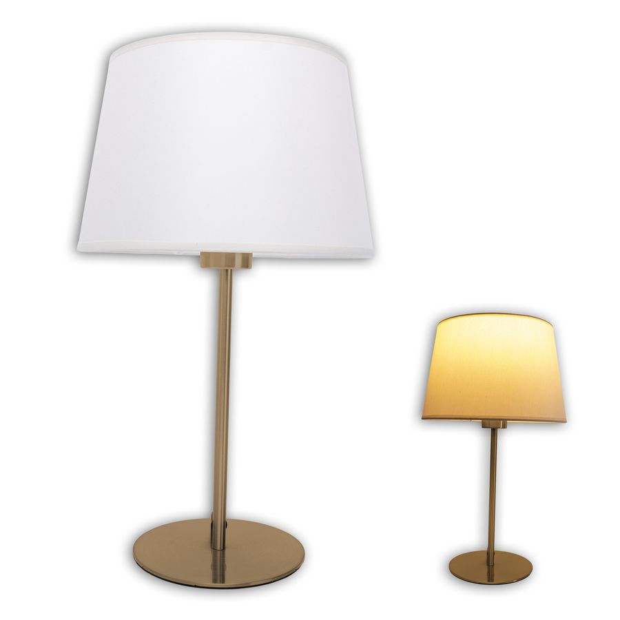 Tischleuchte Bologna h: 45cm beige messing - E27, IP20
