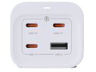 67W GaN Fast Charging Station - 2x T13, Out: USB-C1/ C2/ C3: 67W PD, C1+C2 shared: 45W + C3: 20W, USB-A: 5W, GaN, 2m Kabel, weiss