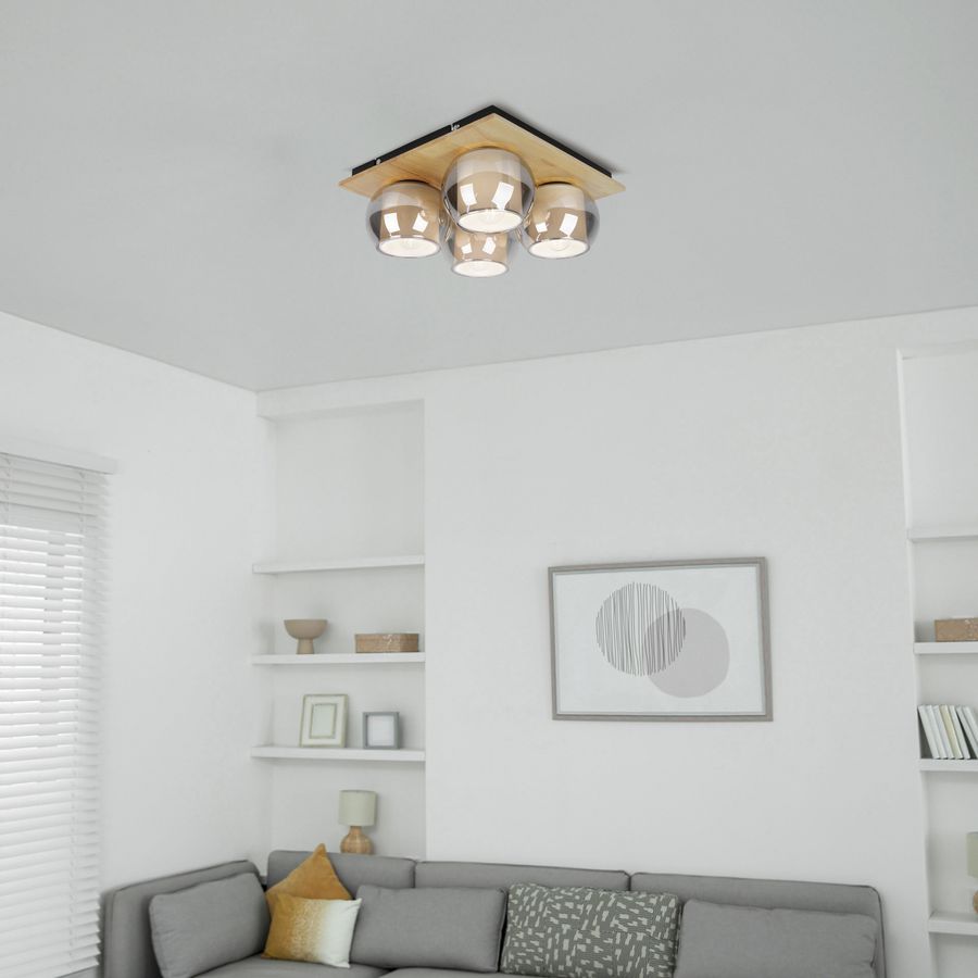 4er Wand-/Deckenspot TEXAS smokey - E27, IP20, 230V