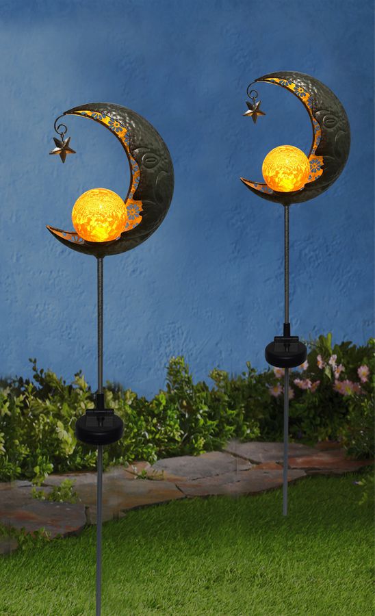 LED-Solar Erdspieß Mond - IP44, warmweiss, 0.06W