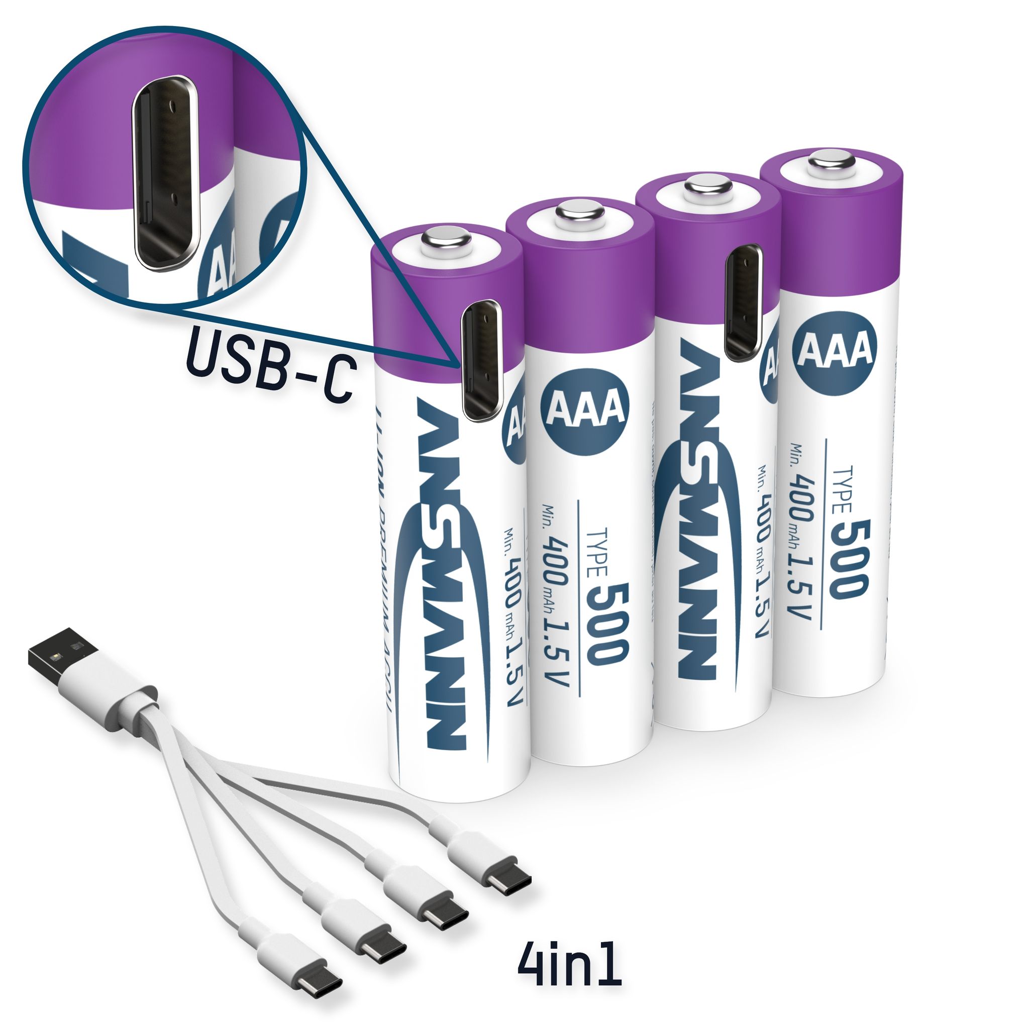 NiMH pile rechargeable Micro AAA 550mAh, 2er blister - 4er Kartonage