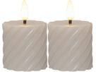 LED Pillar Kerze 2er Pack Flamme Swirl - Indoor, Beige, 7.50 cm Höhe,  Timerfunktion