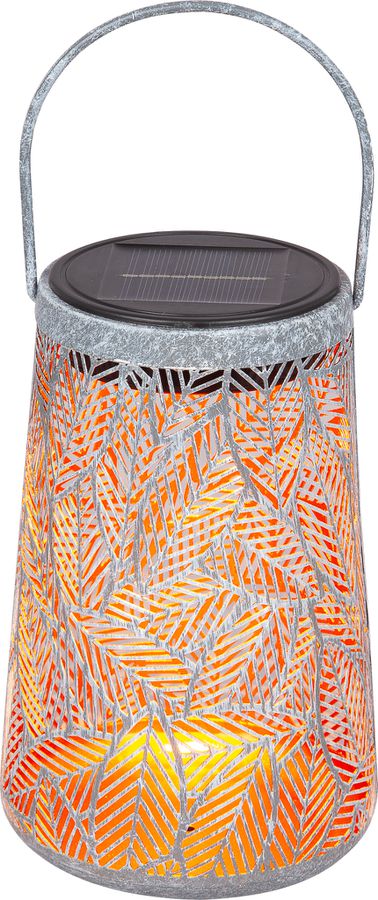 LED Solar / USB-C Metall Laterne FORTUNELLA - AKKU 1x3.2V 400mAH, 2000K , IP44, champagne, Metall, Solar/ USB-C Ladeanschluss, D=110mm, H=180mm
