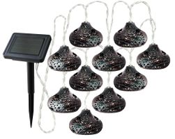 LED Solar Lichterkette SURYA - AKKU-Batt. (1.2V DC 300mAh), 3000K,IP44,schwarz,10 Leucht.,Solarpanel 40x57mm,L=3650mm,D=70mm,H=50mm
