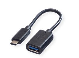 Kabel USB-C auf USB-A Eingang - USB 3.2 Gen 1 Kabel, USB Typ C - A, ST/BU, OTG, schwarz, 0,15 m